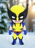 Figure do Wolverine impressa em 3D em estilo amigurumi geek