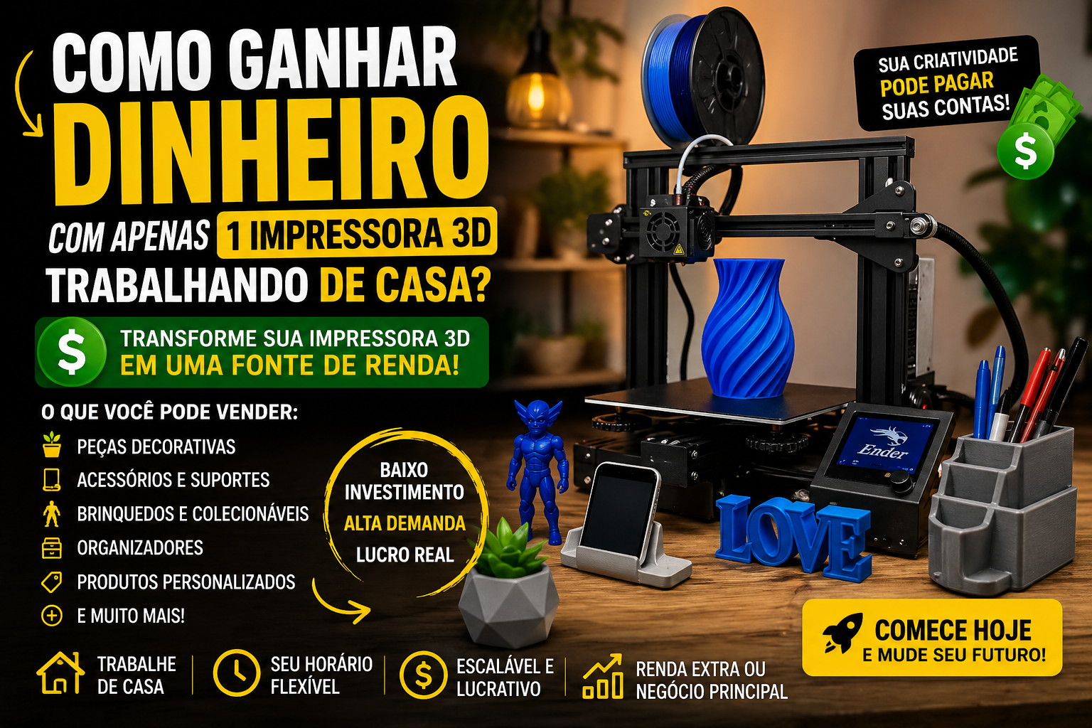 Como Ganhar Dinheiro com Apenas Impressora 3D: Guia Prático