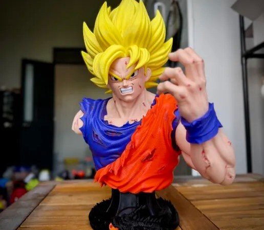 Busto do Goku 3MF: Fan Art para Imprimir em 3D
