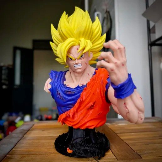 Busto de Goku 3MF: Fan Art para Imprimir em 3D STL para impressão 3D — arquivo 3D grátis