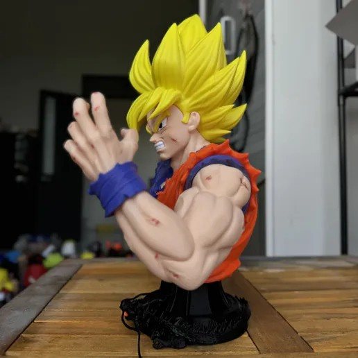 Busto de Goku 3MF: Fan Art para Imprimir em 3D STL — vista adicional para impressão 3D