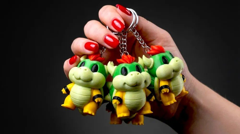 Chaveiro Bowser STL Gratis no MakerWorld: Chaveiro 3D para Imprimir STL — vista adicional para impressão 3D