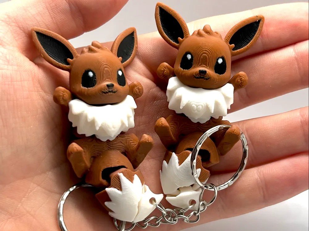 Chaveiro Flexivel Eevee Fofo STL Gratis no MakerWorld: Chaveiro 3D para Imprimir STL para impressão 3D — arquivo 3D grátis