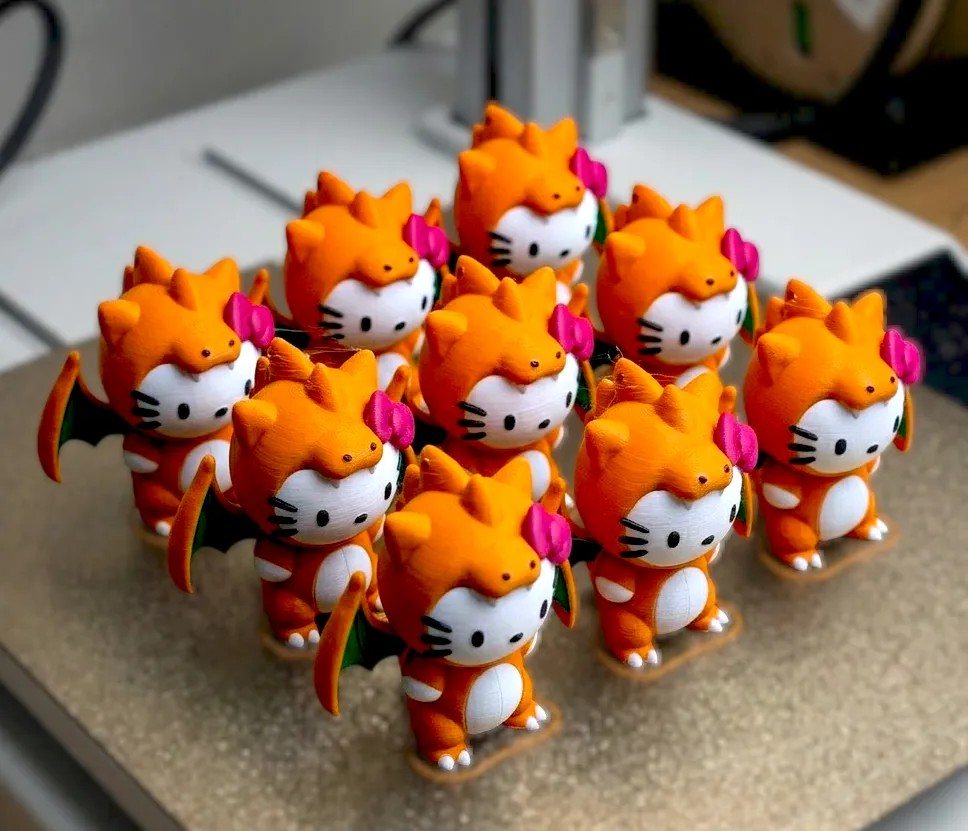 Chaveiro Kitty Charizard STL Gratis no MakerWorld: Chaveiro 3D para Imprimir STL — vista adicional para impressão 3D