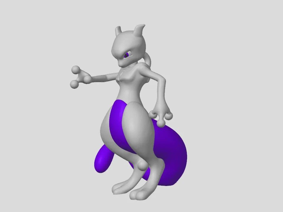 Mewtwo Multicolor STL Gratis: Modelo Pokemon para Imprimir em 3D STL — vista adicional para impressão 3D