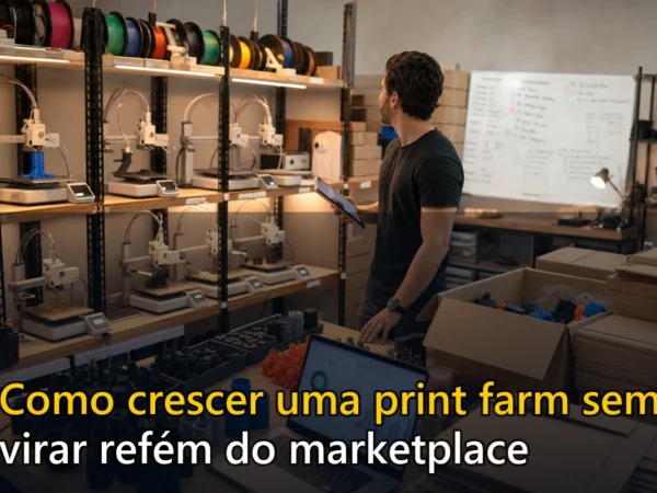 Capa do post Como crescer uma print farm sem virar refém do marketplace