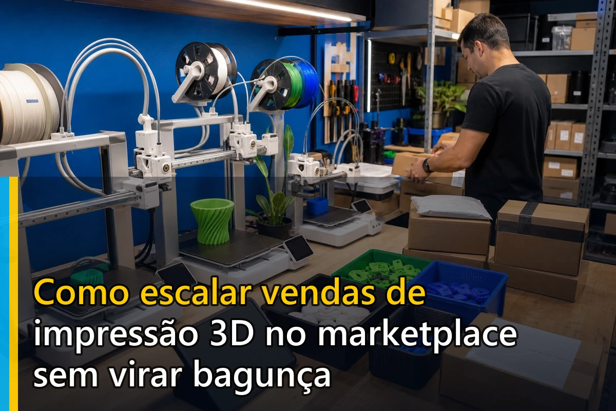 Como escalar vendas de impressão 3D no marketplace sem virar bagunça