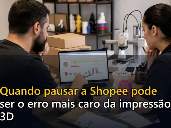 Capa do post Quando pausar a Shopee pode ser o erro mais caro da impressão 3D