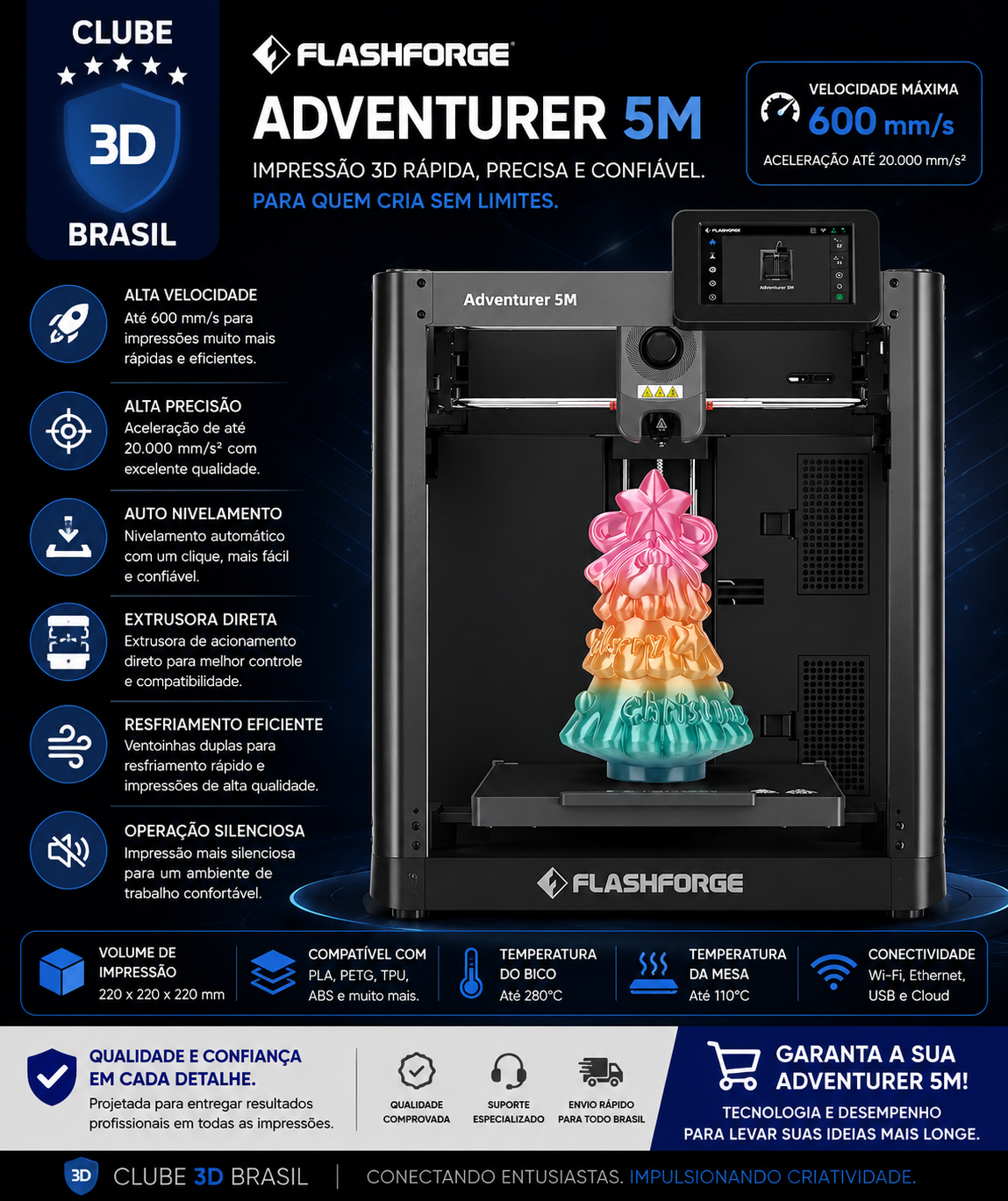 FLASHFORGE Impressora 3D Adventurer 5M,