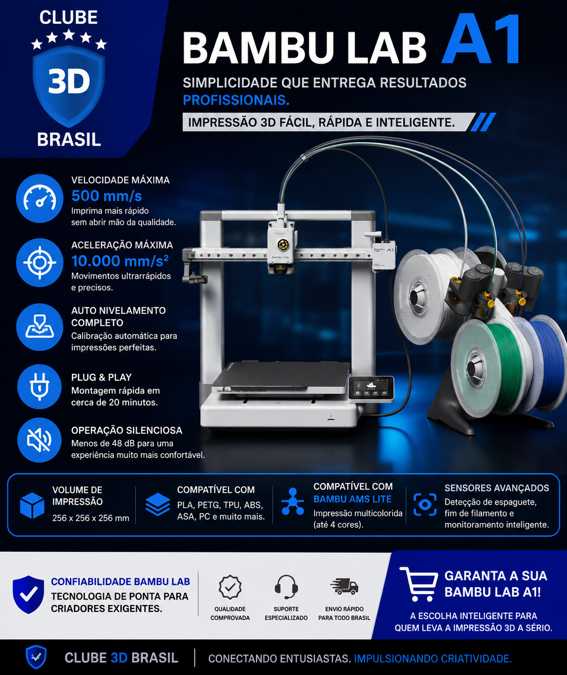 Impressora 3D Bambu Lab A1 + AMS Lite