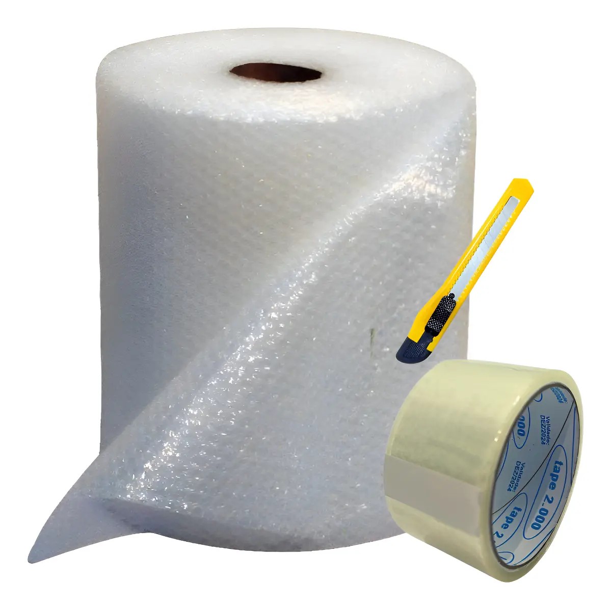 Plastico Bolha - Bobina 40 Cm X 20 Metros + Fita + Estilete